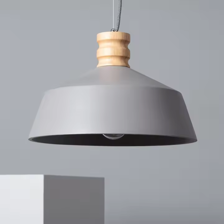 Ledkia Lámpara Colgante Hormigón y Madera Kukojoa - 1