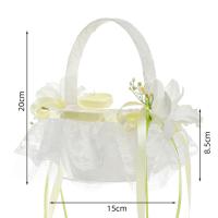 Cesta De Flores Para Niña De Boda Rustica Con Manija De Perla Y Lazo Para Ceremonia Vintage Prop De Boda - details 2