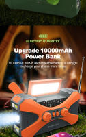 【 10000mAh 】Radio DE EMERGENCIA Solar de manivela, Radio meteorológica NOAA de múltiples Fuentes de Alimentación, linterna, lámpara de Lectura, Cargador de teléfono móvil, Alarma SOS, radio AM/FM/WB portátil con conector para auriculares (verde) - details 7