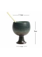 Taza De Café Retro De Cerámica Con Cuchara Creativa Goblet De Cerámica Gruesa Para El Hogar Accesorios De Mesa De Té Con Diseño De Flor Y Leche Tamaño 170ML - details 1