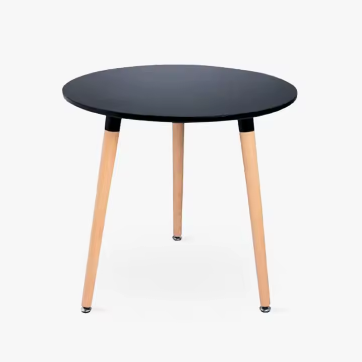 ORION91 Mesa Ø80cm Tablero Doble Negro 3 Patas Redonda Madera de Haya Nórdico Comedor Salón Cocina Teletrabajo Oficina - SpazioLuzio - 1