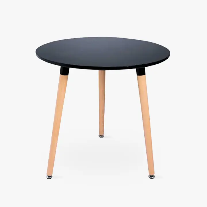 ORION91 Mesa Ø80cm Tablero Doble Negro 3 Patas Redonda Madera de Haya Nórdico Comedor Salón Cocina Teletrabajo Oficina - SpazioLuzio - 1