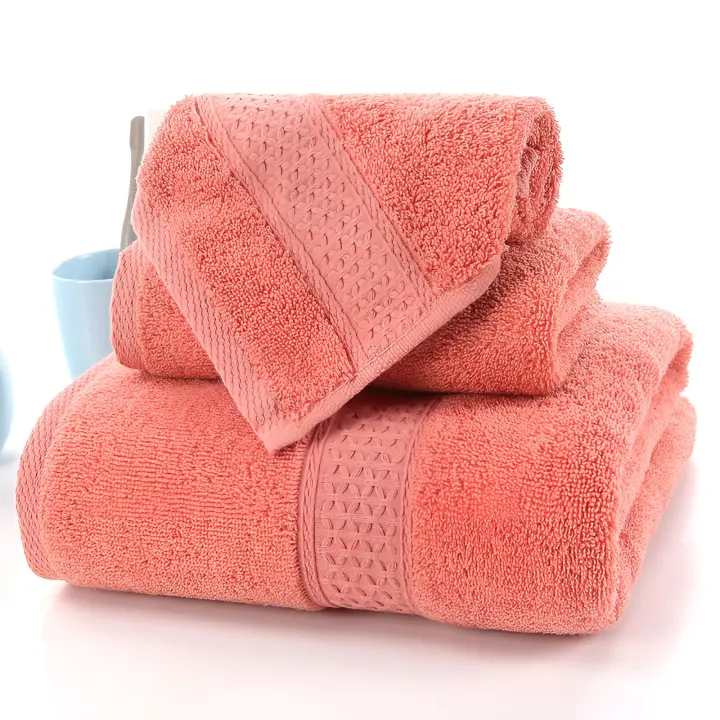 Juego de toallas de Algodón de lujo para el hogar, Set de 3 piezas, Ultra suave, highly absorbente, incluye 1 toalla de baño, 1 toalla de mano, 1 paño - 1