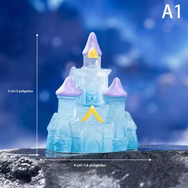1Pcs Luminoso Mini Castillo Ornamento De Micro Paisaje Exterior Estatua Miniatura Para Jardín Potted Decoración De Hogar - 1