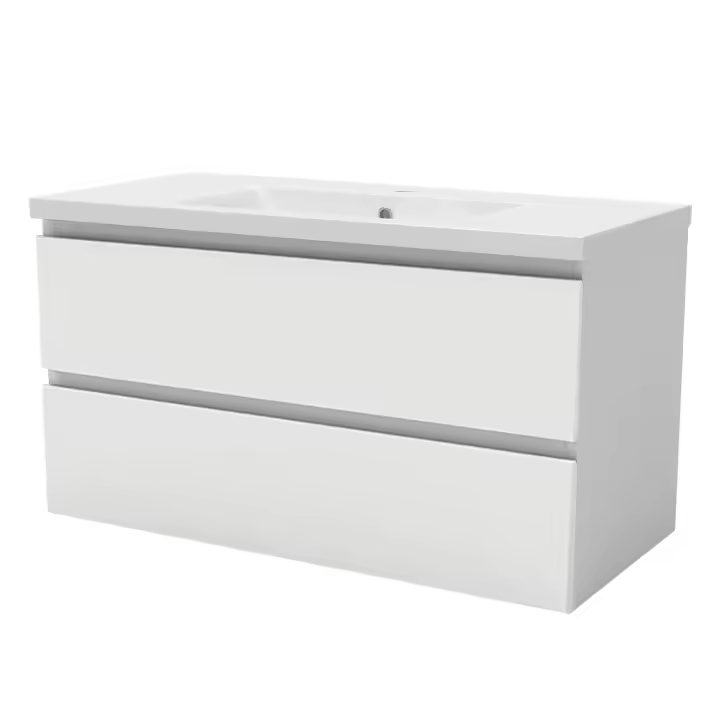 Aica Mueble de baño con lavabo,blanco mate, 99 x 44,5 x 52 cm - 1