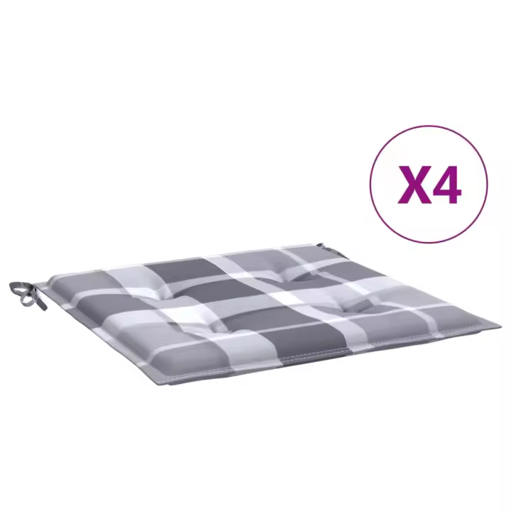 Cojines de Silla de Jardín 4 UDS lienzo a Cuadros gris 50x50x3 cm - 1