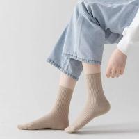 Calcetines De Mujer De Color Sólido Medio Longitud 10/5 Pares Transpirables Y Suaves Para Primavera Y Otoño Estilo Sencillo Con Rayas - details 8