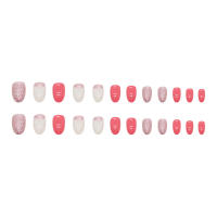 24pcs Uñas Postizas De Resina Estilo Francés Ovaladas Cortas Color Sólido Fácil De Usar Con Pegamento Y Linterna Para Manicura Rápida - details 4
