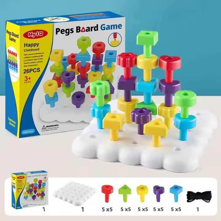 Juego Educativo Montessori Para Niños Pequeños Tablero De Palos Con Mezquitas Bloques De Encaje Juego Creativo De Hilo Color Cognición Juguetes Educativos - 1