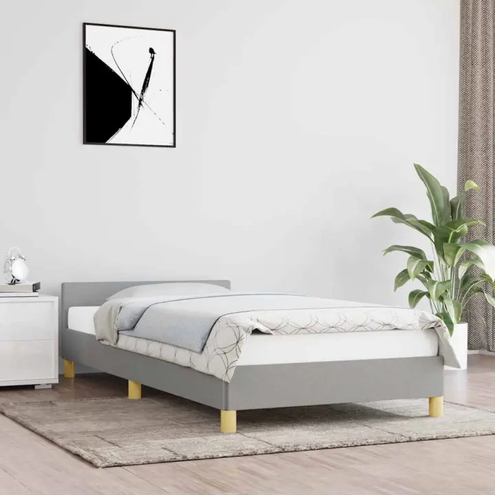 Estructura de cama sin colchón tela gris claro 80x200 cm - 1