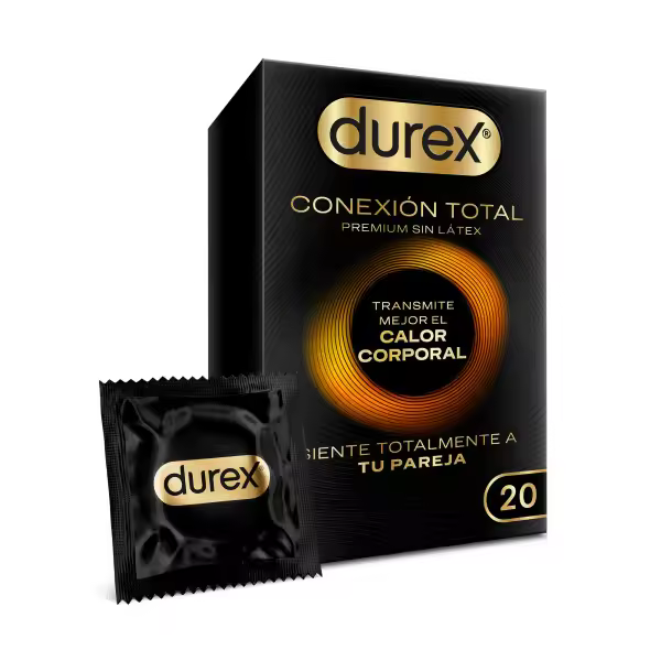 Durex Conexión Total 20 - 40 - 60 - Unidades Preservativo Ultra Fino Plus sin Látex con Tecnología Body Feel que Transmite Mejor el Calor Corporal - 1