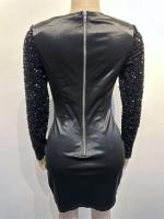 Vestido Corto Elegante De Noche Para Mujer Con Lentejuelas Y Abertura Lateral En Blanco Y Negro Vestido De Fiesta Para Club Y Noche - details 1