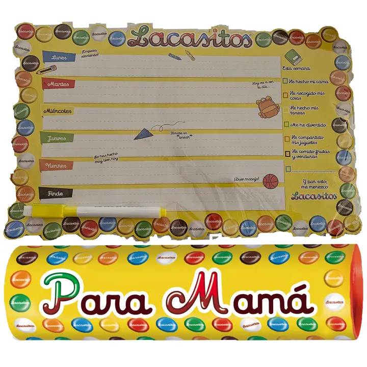 Lacasitos Megatubo 1,5 KG-"Para mamá" + PLANIFICADOR MAGNÉTICO - 1