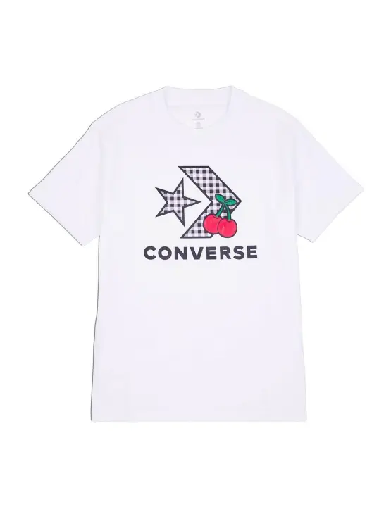 Camiseta Converse Cherry Star Chevron Mujer Blanca - 1