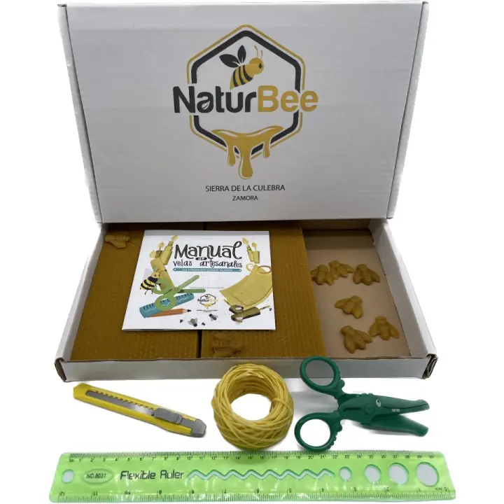 NaturBee Kids-KIT Para fabricar Velas de Cera de abeja,Natural,(20 Laminas) Origen ESPAÑA en La Sierra de La Culebra y Sanabria (Zamora) recogida de manera Ecologica y tradicional- Sin Parafina. - 1