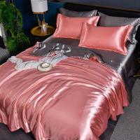 Juego De Cama Nórdico De Seda Satinada Con Fundas De Almohada Y Sábana Cubierta De Edredón Lujo Sólido Para Pareja Tamaño Grande - details 13