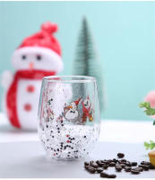 Taza De Navidad De Vidrio Con Doble Muralla Y Brillo De Síquinas Con Árbol De Navidad Y Payaso De Nieve Taza Para Café Leche Jugo Resistente Al Calor Regalo De Navidad - details 6