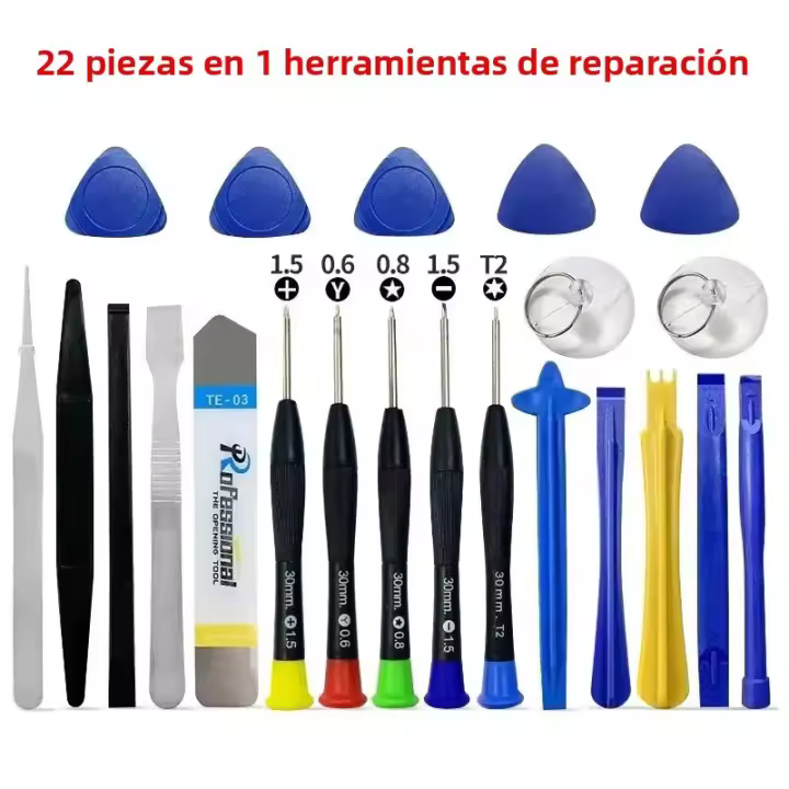 Kit De Herramientas De Mantenimiento Multifuncional 22 En 1 Para Desmontaje De Teléfonos Móviles iPad PC Con Destornilladores Y Set De Apertura - 1