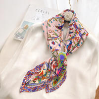 Pañuelo Cuadrado De Patrón Geométrico 35.43" Imitación De Seda Satén Ligero Para El Verano Sunscreen Bandana Decoración De Bolso De Mano Para Mujeres - details 2