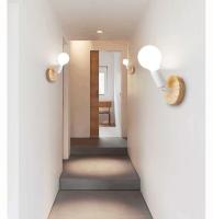 Vintage Wooden Indoor Wall Lamp, Retro Industrial E27 Wall Light with 180° Rotation (Set of 2 White) - details 4
