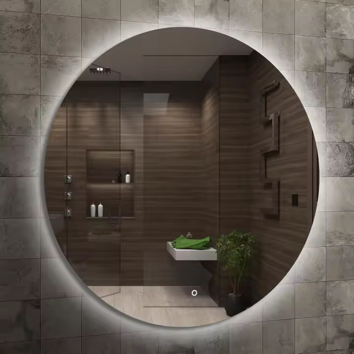 50cm Espejo de baño Redondo con Luces LED, Espejo de baño Redondo LED con Interruptor táctil, Espejo Circular con Luces LED retroiluminada en Blanco Natural - 1