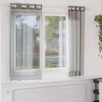 vidaXL Cortinas de gasa con ojales 2 uds 140x175 cm en color Rosa claro/Gris oscuro/orange y más | protección solar decorativa para ventanas hogar oficina dormitorio fácil de instalar - details 1