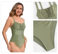 Traje de Baño DE UNA Pieza para Mujer, Corte entallado, plisado, High Belt, Cuello en U, push up, ropa de Playa, Chaleco - details 2