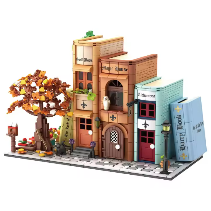 Bloques De Construcción Creativos 66009 Librería Mágica House Street View Modelo De Calle 1488 Piezas Juguetes De Bloques Para Niños Regalo - 1