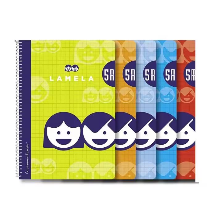 Paquete 5 Cuaderno Basico Lamela A5 (LIBRETA PEQUEÑA) Cuarto 40 Hojas 5mm Cubierta cartón - TAPA BLANDA -  ¡¡¡OJO!!! - 1
