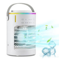 Aire acondicionado portátil, mini enfriador de aire 3 en 1, ventilador silencioso, 3 velocidades, 2 modos de pulverización, 600 ml, con asa, ideal para dormitorio y oficina, anillo de luz ambiental. - details 1