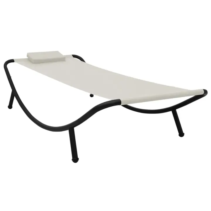 vidaXL Tumbona de jardín de acero color 200x90 cm en color Crema/Gris/Marrón - 1