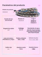 Tira De LED RGB WS2812B 5050 DC 5V Impermeable Con IC Chip Addressable 144LEDs Pantalla Digital Flexible Multicolor Para Decoración De Hogar - details 2