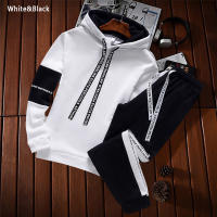 Traje De Corrida Para Hombre Con Capucha De Lujo Estilo Clásico Negro Blanco Ropa Deportiva Sencilla Calidad Superior Para Salir Diario - details 2