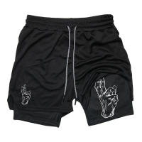 Shorts De Entrenamiento Para Hombre Con Bolsillo Para Teléfono Y Anillo De Toalla 2 En 1 Running Performance Compresión Activewear Deportivo - details 11