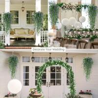 3pcs Plantas Colgantes Artificiales Hoja De Eucalipto Falsa Verdeza Vino De Plástico Resistente Al UV Para Exteriores Decoración De Fiesta - details 0
