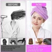Toalla Para Secado Rápido De Pelo De Microfibra Coral Super Absorbente Turbante Para Secado Del Pelo Envoltura Rápida - details 0