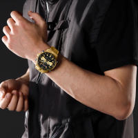 Reloj De Pulsera De Lujo Para Hombre NAVIFORCE NF9234 En Color Negro Y Oro Resistente Al Agua De Acero Inoxidable Cuarzo Deportivo Con Banda De Acero Y Cristal Hardlex - details 5