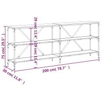 vidaXL Mesa consola hierro y madera ingeniería gris Sonoma 200x30x75cm Mesa de sofá Mesa de Entrada para Salón Consola de Entrada Mueble Recibidor Mesita Mesa auxiliar Salon - details 6
