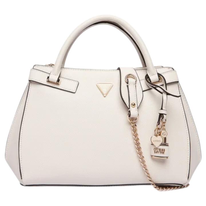 Guess women's serenova handbag with shoulder strap saffiano leather off white