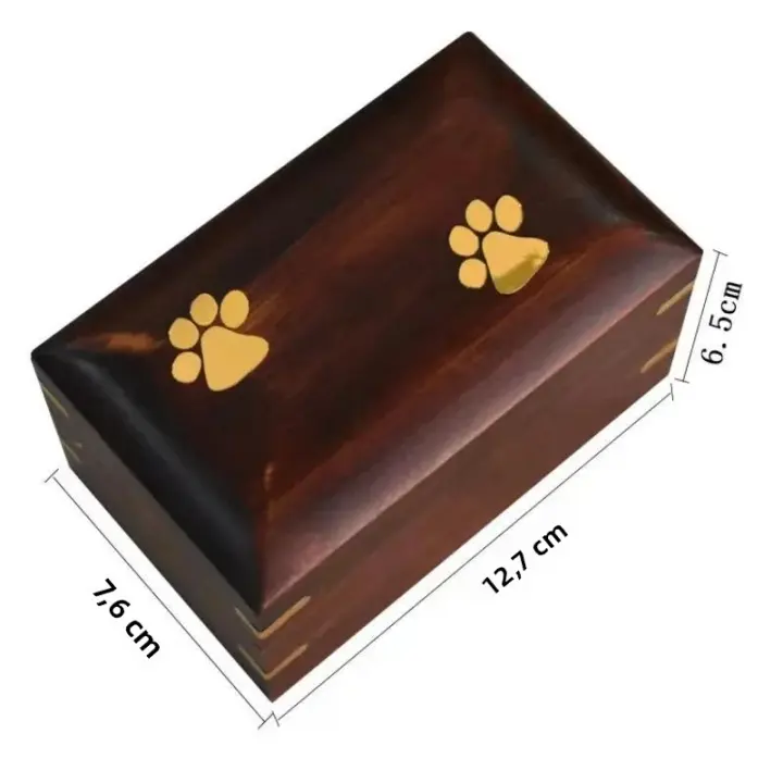 Caja De Ashes Para Perro Y Gato Recuerdos De Pie De Madera Memorial Urnita Pequeña Para Restos after La Cremación - 1