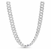 Pandora PAV Pavé Collar de Cadena Cubana Brilliant, Moderno y sencillo, Plata - 45 CM, Incluye Caja de Regalo Original - details 0