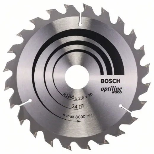 Bosch 2 608 640 610 - Hoja de sierra circular Optiline Wood - 184 x 30 x 2,6 mm, 24 (pack de 1) - 1