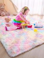 Carpetas Para Niñas Colores Arcoíris Alfombra Grande Suave Para Dormitorio Sala De Estar Moderna Antideslizante Antigota Decorativa - details 1