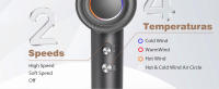 AIGOSTAR Secador Pelo Ionico 1600W, Secado Rápido 110000 RPM Secador de Alta Velocidad, 200 Millones de Iones Negativos, 2 Velocidades, 4 Temperaturas, para Viaje y Casa - details 2