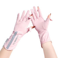 Guantes de Protección solar para Mujer, de Verano, Medios y largos, Finos, antideslizantes, de Seda de Hielo, para conducir, Anar en Bicicleta, para llevar, Pescar, guantes De Dos Dedós con fugas - details 5