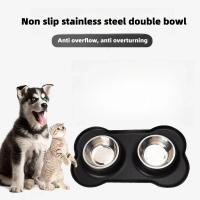 Tazón De Alimentos Y Agua Para Perros De Doble Capa Antideslizante En Silicona Y Acero Inoxidable Resistente Y Duradera Para Mascotas - details 4