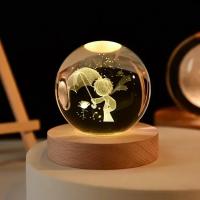 Lámpara De Noche Cristal Galaxia Planetaria Luz Brillante Decoración Para El Hogar Regalo De Navidad Luz De Mesa LED Redonda - details 2