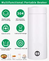 Pequeño hervidor de agua portátil, 450ML Hervidor de Viaje, 3 en 1 Mini Taza de Agua Eléctrica, 2 Untersetzer gratis, Materiales Inoxidables, Apagado Automático, para Hacer Leche, Café y Té - details 0