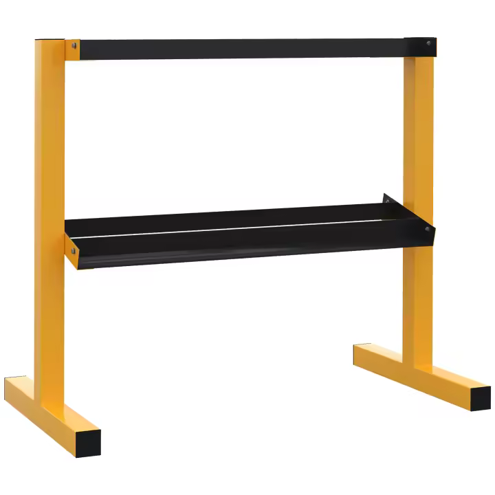 SPORTNOW Soporte para Mancuernas, Soporte para Mancuernas de 2 Niveles, Soporte para Mancuernas, Capacidad de Carga hasta 270 kg, Soporte para Pesas para Levantamiento de Pesas, Entrenamiento de Fuerza, Acero, Amarillo, Negro, 92,5 x 50,5 x 80,5 cm - 1