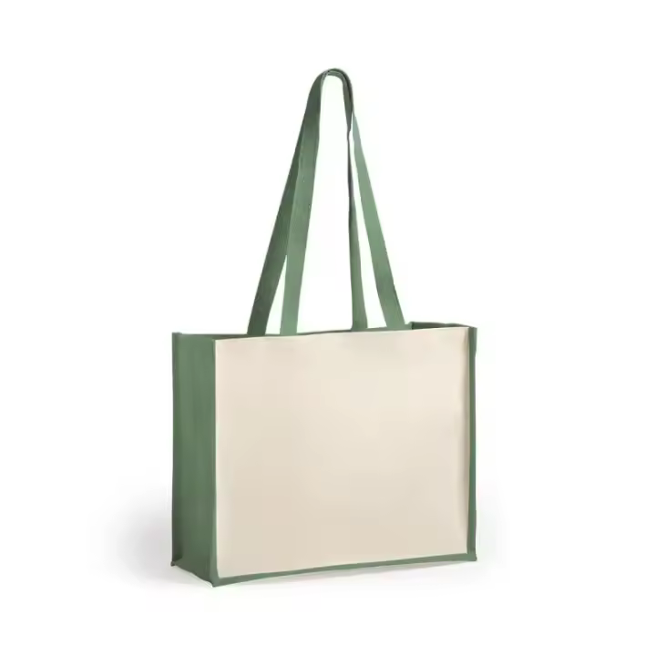 Bolsa de Yute y Algodón Color Verde - Ideal para Tus Compras - 1